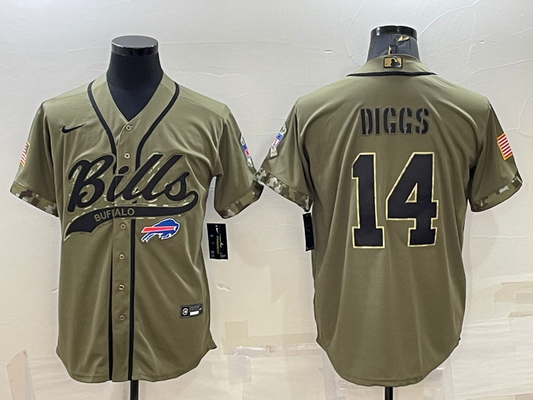 Men's Buffalo Bills Stefon Diggs #14 Olive 2022 Salute To Service Limited Jersey1 Joint Edition