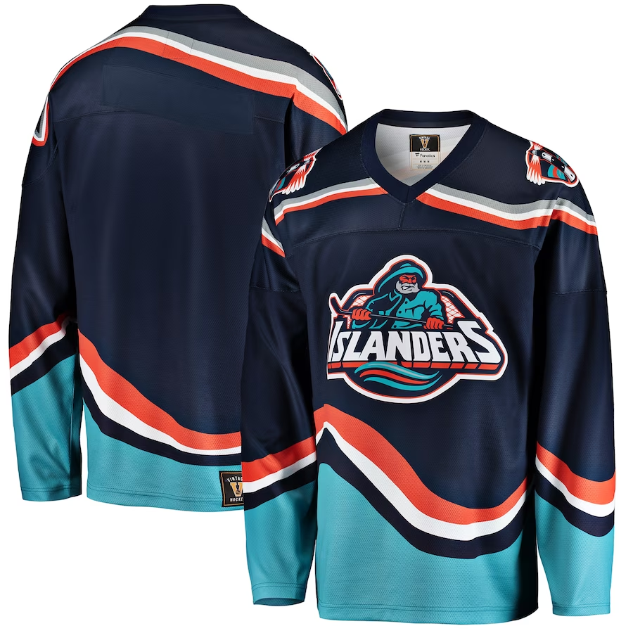 Men's New York Islanders Navy Premier Breakaway Heritage Blank Jersey1