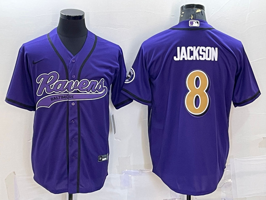 Men's Baltimore Ravens Lamar Jackson #8 Purple Player Jersey1 Joint Edition