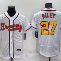 Men's Atlanta Braves Austin Riley #27 White Champion Edition Stitched Jersey1