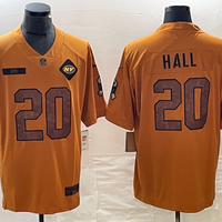 Men's New York Jets Breece Hall #20 Brown 2023 Salute To Service Limited Jersey1