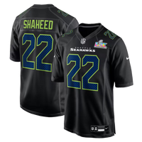 Men's Seattle Seahawks Rashid Shaheed #22 Black Super Bowl LX Patch Carbon Fashion Game Jersey