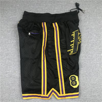 Men's Los Angeles Lakers Kobe Bryant #8-24 Black Pocket Shorts1