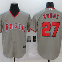 Men's Los Angeles Angels Mike Trout #27 Gray Sewn Player Jersey1
