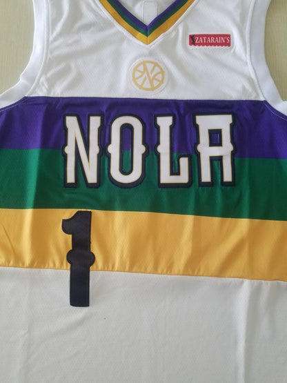 Men's New Orleans Pelicans Zion Williamson #1 NBA White Swingman Player Jersey1