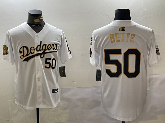 Men's Los Angeles Dodgers Mookie Betts White Game Player Jersey1