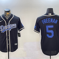 Men's Los Angeles Dodgers Freddie Freeman #5 Black Alternate Replica Player Jersey1