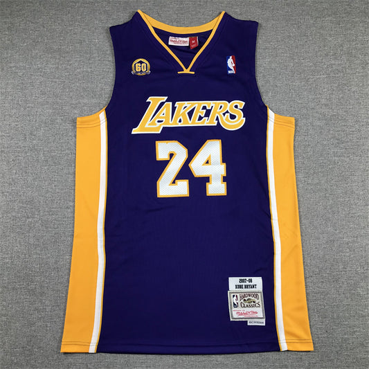 Men's Los Angeles Lakers Kobe Bryant #24 Purple 2007-08 Hardwood Classics Swingman Jersey1
