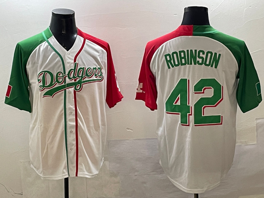 Men's Los Angeles Dodgers Jackie Robinson #42 White Player Jersey1
