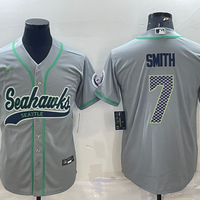 Men's Seattle Seahawks Geno Smith #7 Gray Game Jersey Joint Edition