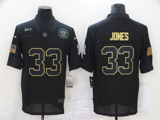 Men's Green Bay Packers Aaron Jones #33 Black Game Player Jersey1