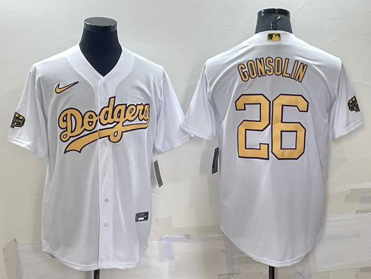 Men's Los Angeles Dodgers Tony Gonsolin #26 White Replica Baseball Jersey1