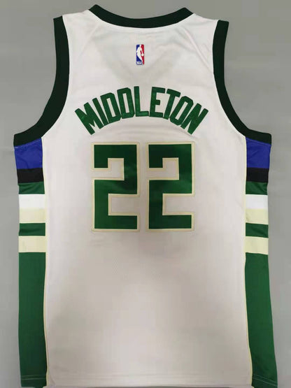 Men's Milwaukee Bucks Khris Middleton Fanatics Branded White Fast Break Jersey1