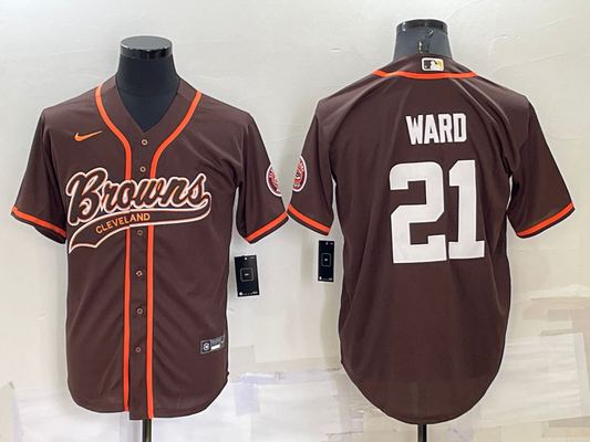 Men's Cleveland Browns Denzel Ward #21 Brown Game Jersey1 Joint Edition