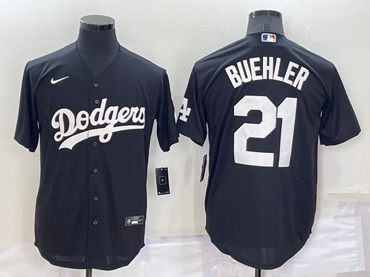 Men's Los Angeles Dodgers Walker Buehler #21 Black Replica Baseball Jersey1