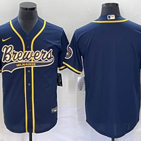 Men's Milwaukee Brewers Navy Replica Blank Jersey1 Joint Edition