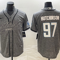 Men's Detroit Lions Aidan Hutchinson #97 Gray Game Jersey1 Joint Edition