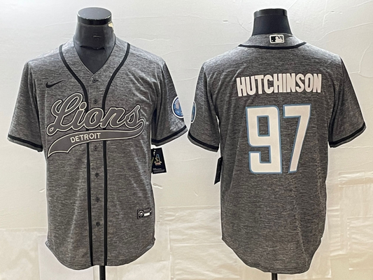 Men's Detroit Lions Aidan Hutchinson #97 Gray Game Jersey1 Joint Edition