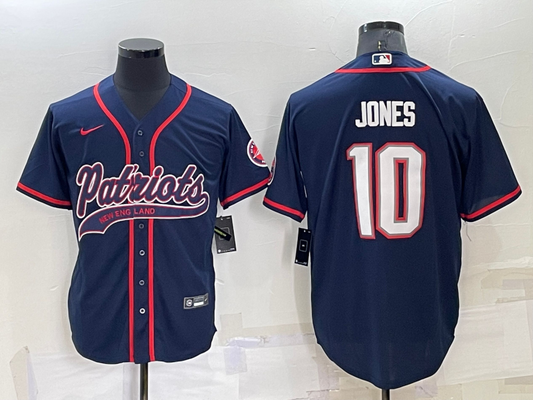 Men's New England Patriots Mac Jones #10 Navy Game Jersey1 Joint Edition