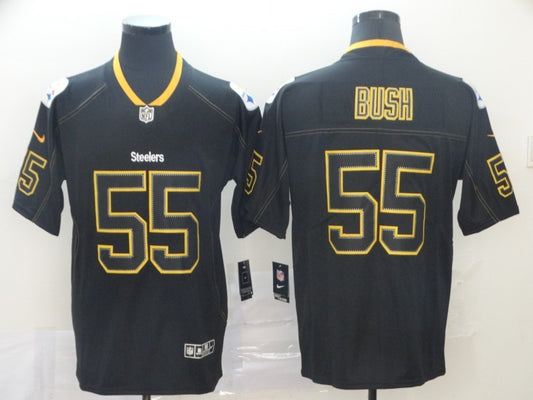 Men's Pittsburgh Steelers Devon Bush Jr. #55 Black Alternate Game Jersey1