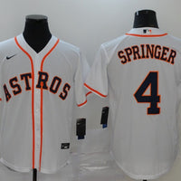 Men's Houston Astros George Springer #4 White Replica Baseball Jersey1