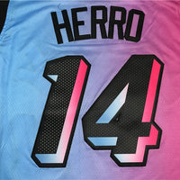 Men's Miami Heat Tyler Herro #14 Pink/Blue Swingman Player Jersey1