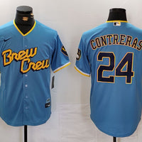 Men's Milwaukee Brewers William Contreras #24 Powder Blue City Connect Limited Player Jersey1