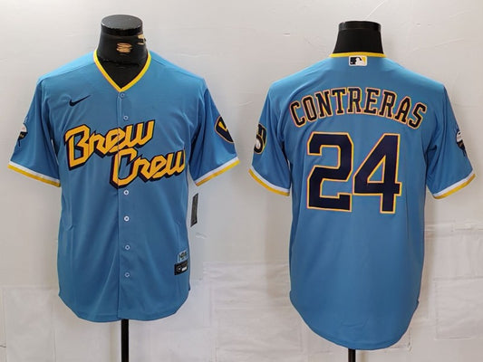 Men's Milwaukee Brewers William Contreras #24 Powder Blue City Connect Limited Player Jersey1