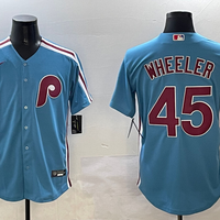 Men's Philadelphia Phillies Zack Wheeler #45 Light Blue Limited Player Jersey1