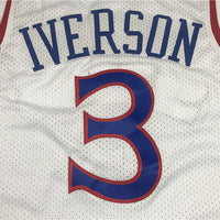 Men's Philadelphia 76ers Allen Iverson White Hardwood Classics Authentic Jersey1