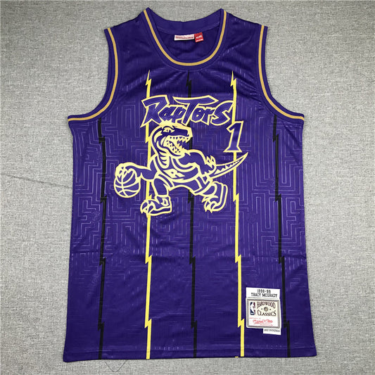 Men's Toronto Raptors Tracy McGrady 1998-99 Purple Hardwood Classics Swingman Jersey1