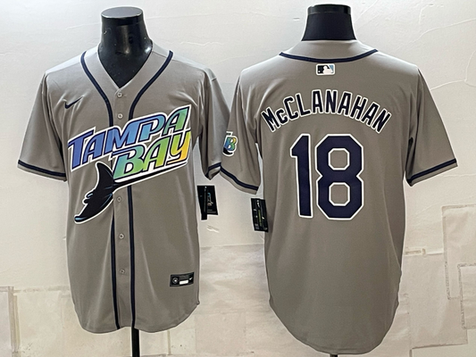 Men's Tampa Bay Rays Shane McClanahan #18 Gray Replica Jersey