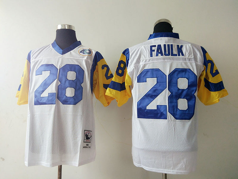Men's San Louis Rams Marshall Faulk Mitchell & Ness White Legacy Replica Jersey1