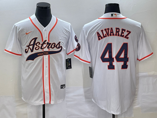 Men's Houston Astros Yordan Alvarez #44 White Replica Jersey1 Joint Edition