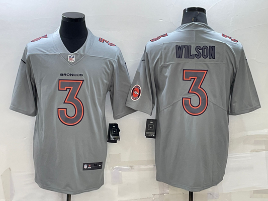 Men's Denver Broncos Russell Wilson #3 Gray Atmosphere Fashion Game Jersey1