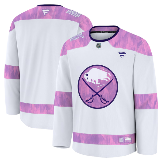 Men's Buffalo Sabres Fanatics White 2024 Hockey Fights Cancer Practice Blank Jersey
