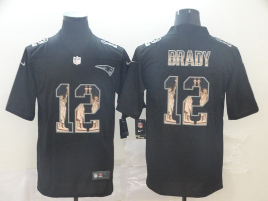 Men's New England Patriots Tom Brady #12 Black Player Game Jersey1