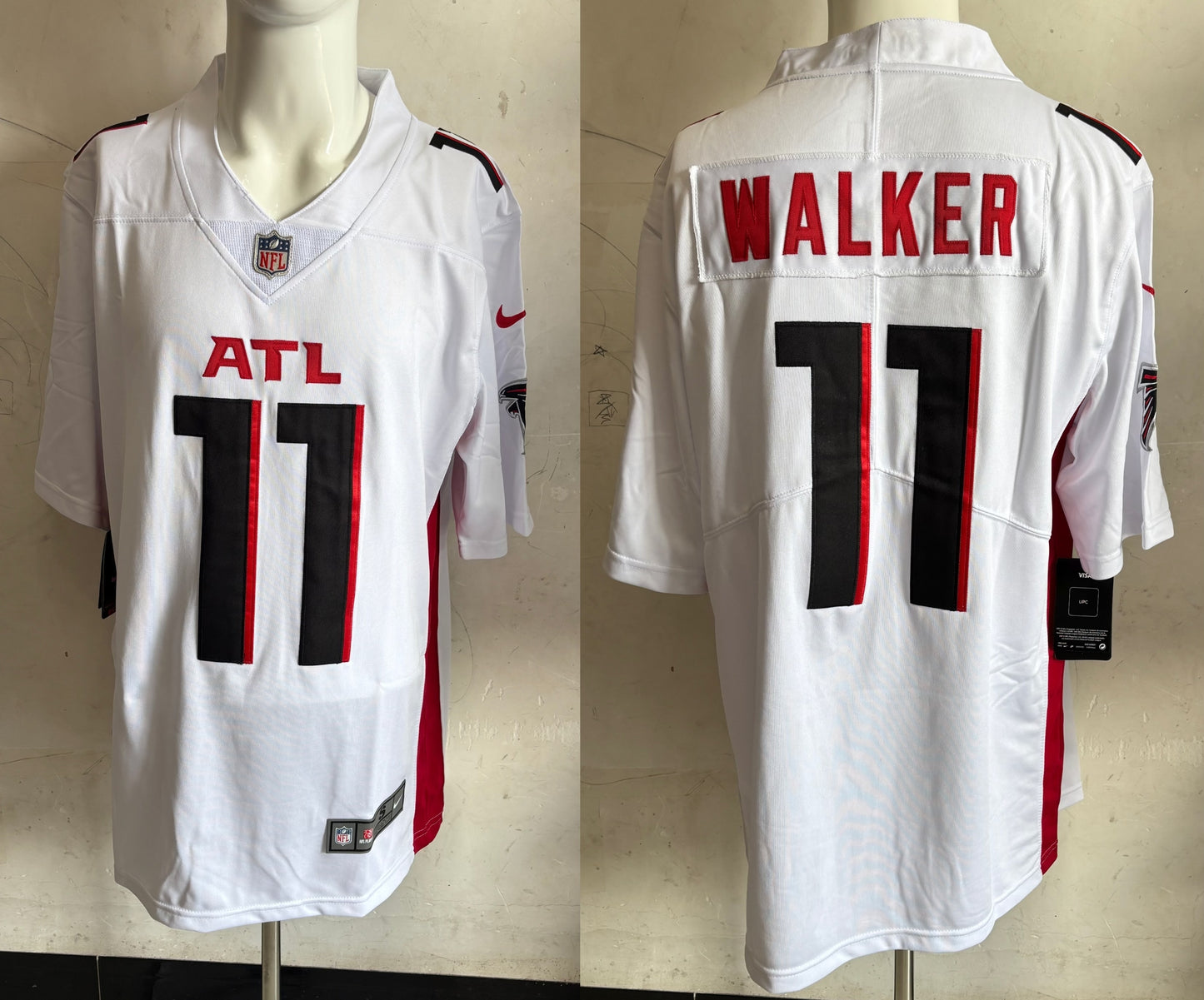 Men's Atlanta Falcons Jalon Walker #11 White Game Jersey