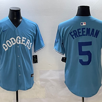 Men's Los Angeles Dodgers Freddie Freeman #5 Light Blue Replica Player Jersey1