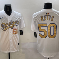 Men's Los Angeles Dodgers Mookie Betts #50 White 2025 Gold Collection Limited Jersey1