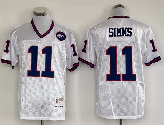 Men's New York Giants Phil Simms Mitchell & Ness White Legacy Replica Jersey1