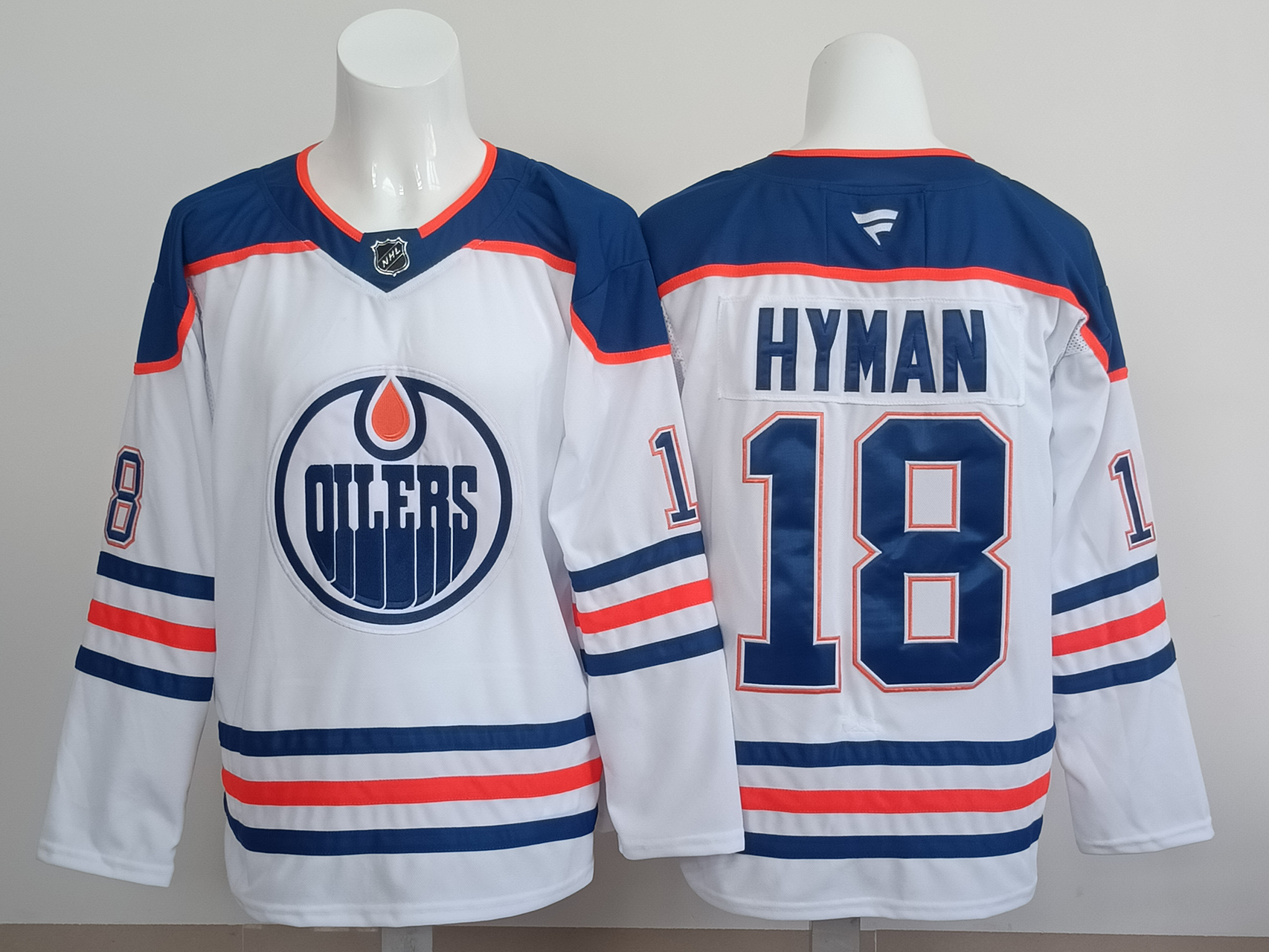 Men's Edmonton Oilers Zach Hyman #18 White Premium Player Jersey