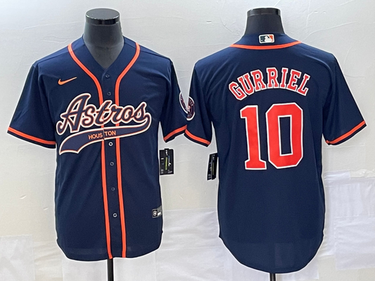 Men's Houston Astros Yuli Gurriel #10 Navy Replica Jersey1 Joint Edition