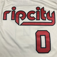 Men's Portland Trail Blazers Damian Lillard #0 NBA White Swingman Jersey1