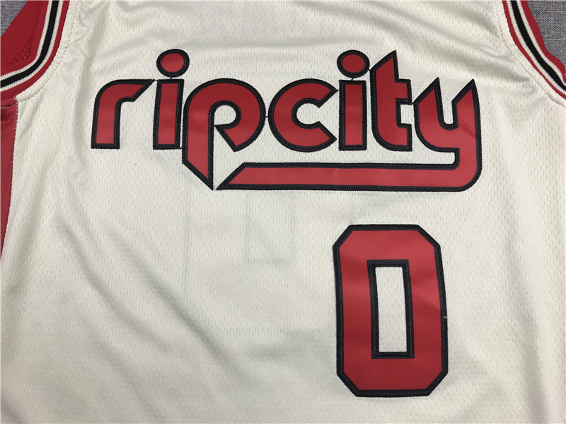 Men's Portland Trail Blazers Damian Lillard #0 NBA White Swingman Jersey1