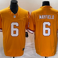 Men's Tampa Bay Buccaneers Baker Mayfield #6 Orange Throwback Game Jersey1