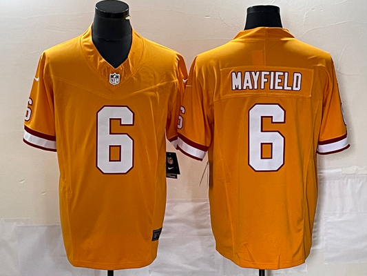 Men's Tampa Bay Buccaneers Baker Mayfield #6 Orange Throwback Game Jersey1