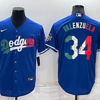 Men's Los Angeles Dodgers Fernando Valenzuela #34 Blue Player Jersey1
