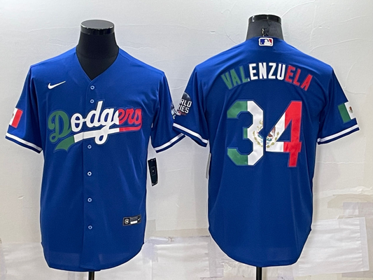 Men's Los Angeles Dodgers Fernando Valenzuela #34 Blue Player Jersey1