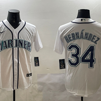 Men's Seattle Mariners Felix Hernandez #34 White Home Replica Player Jersey1